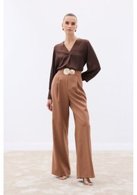 Resim Sateen Aksesuarlı Pantolon - Camel-136562 Camel 
