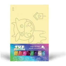 Resim Sevimli Inek Tuz Boyama Oyunu, Eğitici Aktivite, Kum Boyama Oyunu 