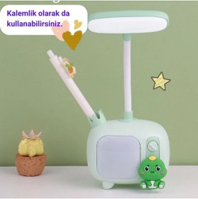 Resim Empressco Yeşil çocuk masa lambası, şarjlı, RGB renkli, kalemlik özellikli, eğlenceli ve kullanışlı 