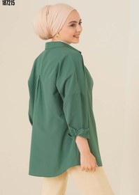 Resim 103901 Oversize Basic Tesettür Gömlek Zümrüt Yeşili 