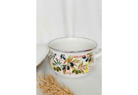 Resim Olive Harvest Emaye Tencere 5 Litrelik 24 cm Çap Süt Yoğurt Çorba Tenceresi 