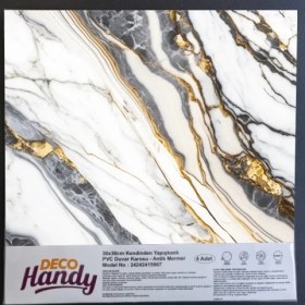 Resim Decohandy Pvc Yapışkanlı Yer Karosu 30X30CM 4'lü Paket - Beyaz Inci 0,36M2 