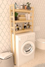 Resim Algı Ahşap Banyo Çamaşır Makinesi Dolabı 160x68x21 Cm 