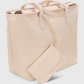 Resim Housebags Cüzdan Aksesuarlı Parlak Krem Büyük Kapasiteli Suya Dayanıklı Shopper Çanta 282 Parlak Krem 