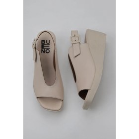 Resim Bueno Shoes Krem Deri Kadın Dolgu Topuklu Sandalet 01WY2405 01WY2405 