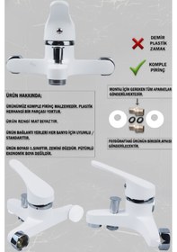 Resim 56623 Banyo Bataryası Duş Musluğu Musluk Armatür Siyah Beyaz Krom Gold Beyaz - Krom 