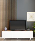 Resim izcodesign Izco Design Dream Tv Ünitesi 150 Cm 3 Kapaklı Tv Sehpası Beyaz Atlantik Çam 