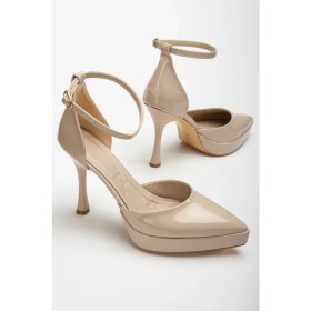Resim Shemard Edel Bej Rugan Platformlu Sivri Burunlu Kalın Topuklu Ayakkabı 