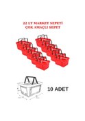 Resim 22 Litre 10 Adet Market Sepeti, Alışveriş Sepeti, Saplı Market Se 
