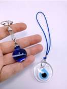 Resim Ennea Art Saydam Nazar Boncuğu Araba Dikiz Ayna Süsü Küre Çizgili Anahtarlık Set El Yapımı Cam Hediyelik Eşya 