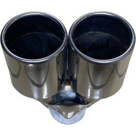 Resim HYM Tuning 80LIK Yuvarlak Düz Ağız 80MM Çift Çıkış Egzoz Ucu, Dışı Paslanmaz Krom Renk 