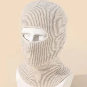 Resim Kışlık Kar Maske Dokuma Triko Bere - Gri 