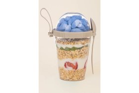 Resim Eynel 1 Adet Take N Go Kaşıklı Hazneli Meyveli Yoğurt Kutusu Piknik Iş Atıştırmalık Müsli Granola Süt 