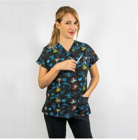 Resim Lacivert Çiçek Desenli Likralı Üst Forma 