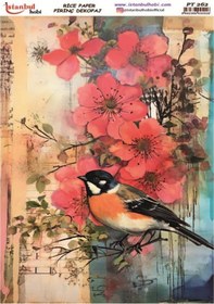 Resim Pirinç Dekopaj Kağıdı 30x42cm Pt-262 Kuş Çiçek 