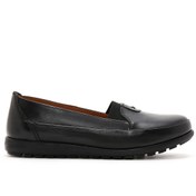 Resim Women's Black Leather Comfort Loafer Derimod