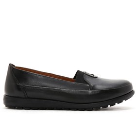 Resim Women's Black Leather Comfort Loafer 