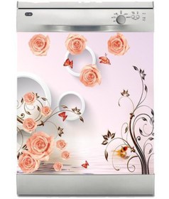 Resim Jasmin2020 Bulaşık Makinası Sticker Kaplama Etiketi Pembe Çiçekler 
