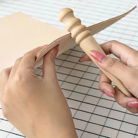Resim 1 adet/2 adet Deri Parlatma Ahşap Çubuk DIY Deri Kenar Onarım Çubuğu, Deri Parlatma Yuvarlak Ahşap Çubuk Deri Kenar Tahıl Çubuğu 