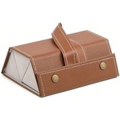 Resim Fochsia Retro Geometrik Desenli Üç Bölmeli Katlanır Sert Gözlük Kutusu Yumuşak Astarlı Açık Füme 