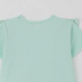 Resim Breeze Kız Çocuk Tişört Güpürlü Çiçekleri Nakışlı 1.5-5 Yaş, Su Yeşili Su Yeşili 