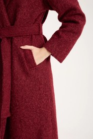 Resim Bordo Buklet Kaşe Oversize Kaban Bordo 