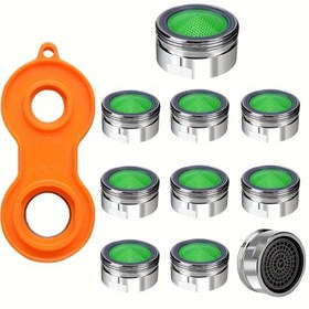 Resim 10/5 Adet Su Tasarruflu Musluk Aeratörü - Değiştirilebilir Filtreli, Sıçratma Önleyici ve Gürültüyü Azaltan Banyo Muslukları için M24 24mm 