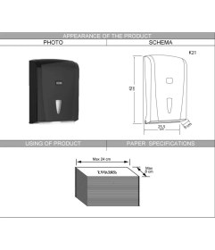Resim Vialli K21B Z Katlı Kağıt Havlu Dispenseri 400'LÜ Siyah 