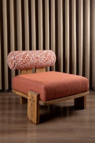 Resim Aberteka VOOG Doğal Ahşap Jakarlı Dokuma Kumaş Modern Berjer 