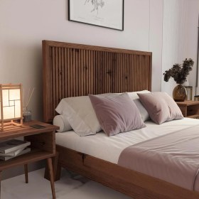 Resim Renazzo Alaz Model Ceviz Renk Ahşap Tek Başlık ( Dikey ) 