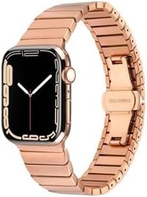 Resim PSR aksesuar Rose Gold Kordon KRD-79 Metal Strap Kayış CNS- Rose Gold Watch 44mm ile uyumlu 