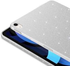 Resim Elfia iPad Air 11 2025 M3 ile Uyumlu Silikon Simli Pastel Renkli Kılıf, Koton Gümüş 