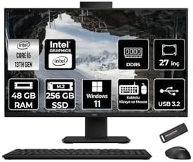 Resim ASUS V470 i5 13420H 48GB 256GB SSD 27" FHD 100Hz W11H All in One Bilgisayar Siyah & PER4 USB Bellek 