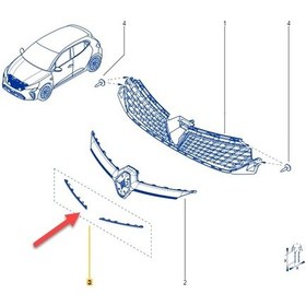Resim Renault Clio- 5- Hb- 2023-2024 Ön Panjur Üst Nikelajı 2parça Set Oem No:960102709r 