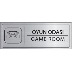 Resim Mayeka Oyun Odası İsimlik Gümüş Metal Kapı İsimliği Levhası Yönlendirme Tabelası 