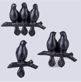 Resim Mary 3'Lü Dekoratif Kuş Siyah 