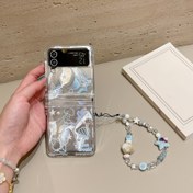 Resim Renkli Fantezi Okyanus Meduza Kabuğu Zincirli Samsung Galaxy Z Flip3 4 5 6 Telefon Kılıfı Katlanabilir Yüksek Kaliteli Yaratıcı Niche Kadın Modeli 