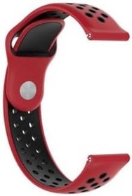 Resim Gpack Huawei Watch GT 3 Elite 46mm ile Uyumlu Kordon, Delikli Çift Renk Silikon, Kırmızı 