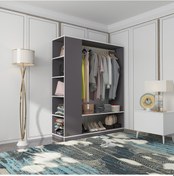 Resim Kenzlife giysi dolabı abdullah 180*150*45 gri gardırop 