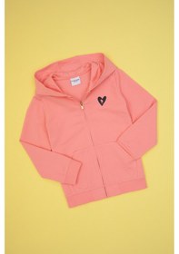 Resim U.S. Polo Assn. Kız Çocuk Neon Pembe Kapüşonlu Fermuarlı Sweatshirt 50316873-VR105 