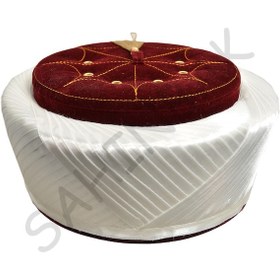 Resim Lüks Yumuşak Sarık,kadife Yumuşak Sarık, Takke, Fes, Cübbe,58 Cm Bordo 