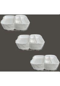 Resim Dağyüce 23/a Tek Kullanımlık Köpük 3 Bölmeli Kapaklı Kase Kutu - 20x24 Cm. - 20 Adetlik 3 Paket 