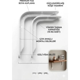 Resim Viva 4lü Set Demir Raf Altı Taşıyıcı - Estetik ve Güçlü Raf Tutucu 