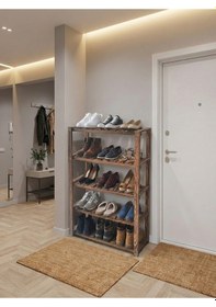 Resim Wooden City Ahşap Ayakkabılk, 5 Raflı Ahşap Düzenleyici, Doğal Ahşap 5 Katlı Dekoratif Ayakkabılık Açık Kahverengi 