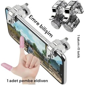 Resim Profesyonel Metal Tetik R11 Mobil Oyun Eldiveni Pembe Parmaklık 1 Çift 2 Adet Toplam 2 Çift 4 Adet 