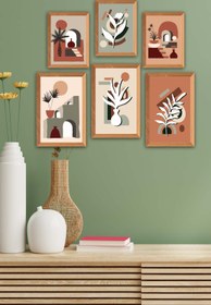 Resim Wow 6 Parça Bohem Tarzda (Çerçeve Görünümlü) Uv Baskı Duvar Tablo Seti 