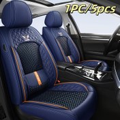 Resim 1 adet/5 adet tam koltuk nefes alabilir araba koltuk kılıfları 5 kişilik için - Uygun, Ergonomik Tasarım Sabit Bel Desteği ile, Siyah Kırmızı Dikiş ve File Ventilasyon, Dayanıklı ve Rahat SUV'lar, Sedanlar ve Arabalar için, Araba Koltuğu 
