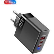 Resim 45w 3 Port Usb Pd Şarj Hızlı Şarj Qc3.0 Ab/abd/ingiltere Tak Duvar Şarj Eu Plug Black 1 Adet 