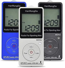 Resim radyo HRD-602 Taşınabilir Radyo Alıcısı FM/AM Radyo LCD Ekran Kilit Düğmesi Cep Radyo ile Kulaklık Spor Pedometre Taşınabilir radyo FM/AM Radyo 