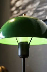 Resim Bohhem North Home Mantar Başlıklı Yeşil Metal Abajur Salon Ofis Cafe Işletme Masa Lambası Yeşil 